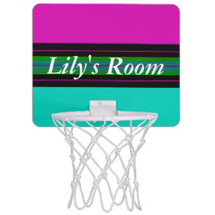 HAMbyWG - Mini Basketball Goal - Aqua/Magenta Hoop