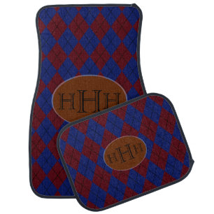 HAMbyWG - Monogram Cranberry & Royal Blue Argyle Car Floor Mat