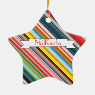HAMbyWG - Multi - Color Candy Cane Inspired Ceramic Ornament