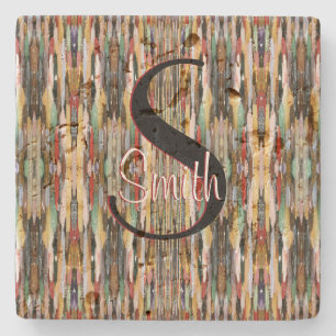 HAMbyWG Multi Color Design Monogram Stone Coaster