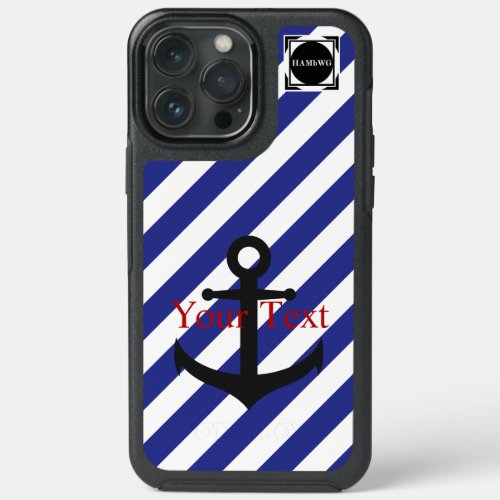 HAMbyWG  _  Navy  White Stripe Anchor Theme iPhone 13 Pro Max Case