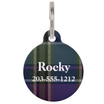 HAMbyWG - Pet Name Tag - Blue Olive Plaid