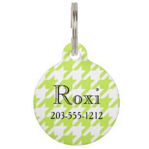 HAMbyWG - Pet Name Tag - Lime Houndstooth