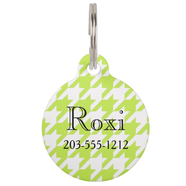 HAMbyWG - Pet Name Tag - Lime Houndstooth (Front)