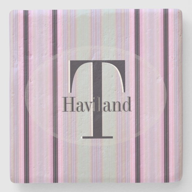 HAMbyWG Pink & Brown Stripe Stone Coaster (Front)