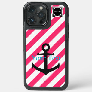 HAMbyWG  -  Pink &  & White Stripe Anchor Theme iPhone 13 Pro Max Case