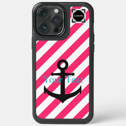 HAMbyWG  _  Pink    White Stripe Anchor Theme iPhone 13 Pro Max Case