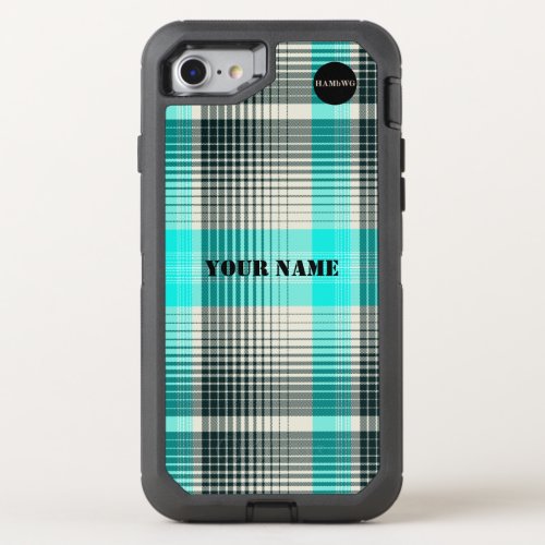 HAMbyWG _ Plaid with Aqua Teal_Black Off White OtterBox Defender iPhone SE87 Case