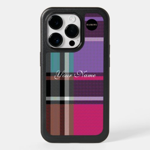 HAMbyWG _ Plaid with Pink Purple Brown Aqua OtterBox iPhone 14 Pro Case
