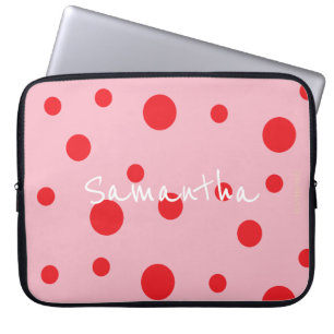 HAMbyWG - Red Polka Dots with Any Background Color Laptop Sleeve
