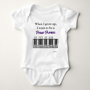 HAMbyWG - Romper, T-shirt, Snap T -  Piano Player Baby Bodysuit