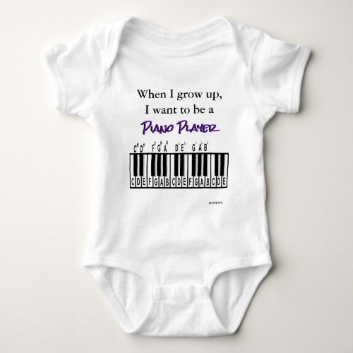 HAMbyWG _ Romper T_shirt Snap T _  Piano Player Baby Bodysuit