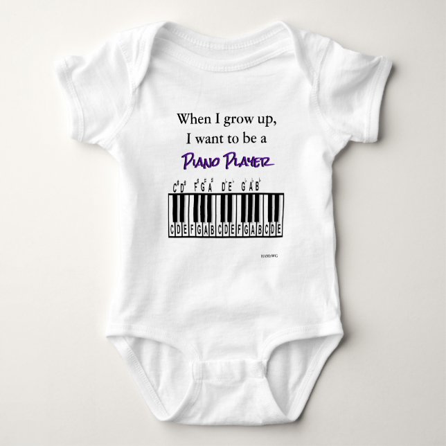 HAMbyWG - Romper, T-shirt, Snap T -  Piano Player Baby Bodysuit (Front)