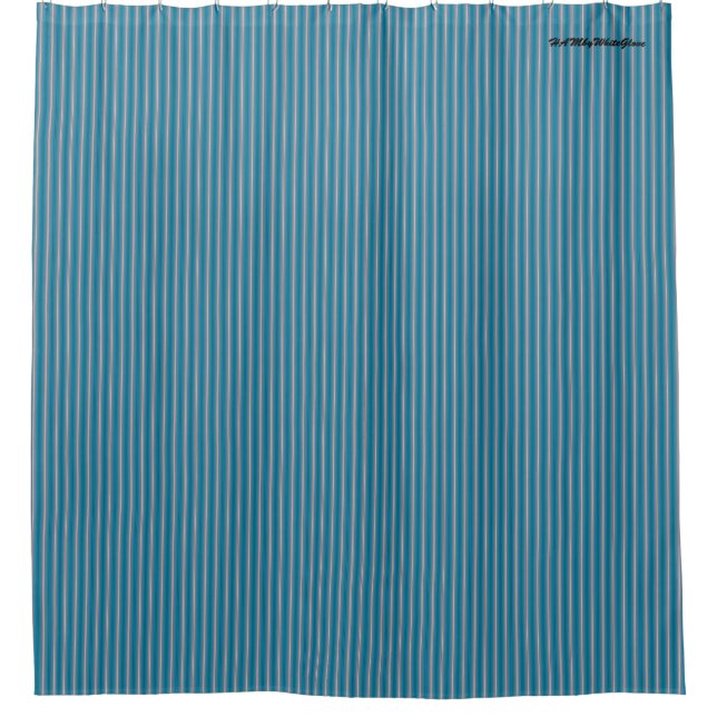 HAMbyWG - Shower Curtain - Stripe Aqua and Gray (Front)