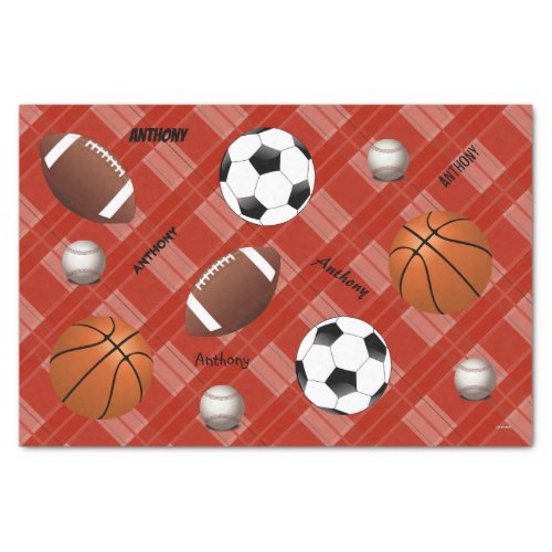 HAMbyWG Sports Themed Plaid Tissue Paper