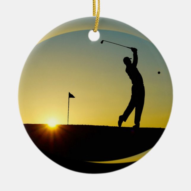 HAMbyWG  - Sunset - Golfer Ceramic Ornament (Front)