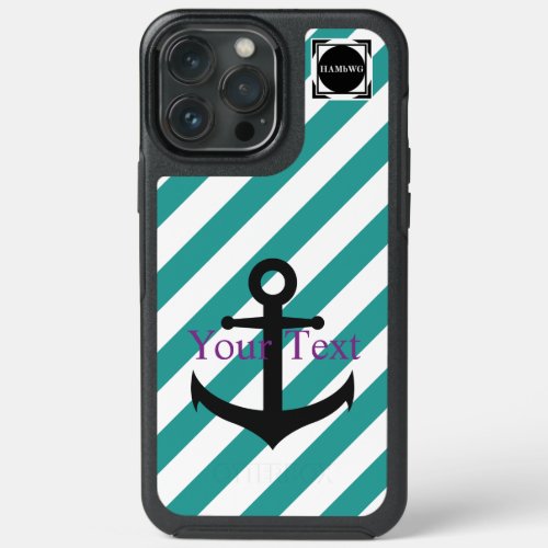 HAMbyWG  _  Teal  White Stripe Anchor Theme iPhone 13 Pro Max Case