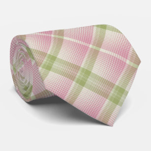 HAMbyWG - Tie- Bone/Pink/Pale Green Diag. Plaid Tie
