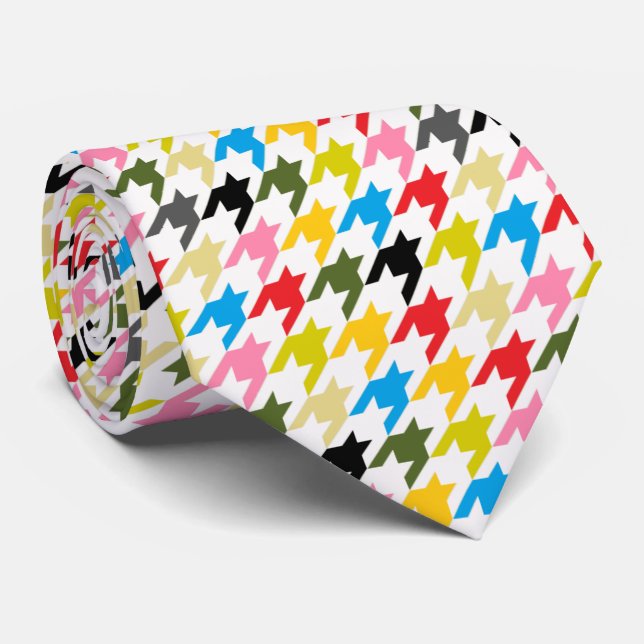 HAMbyWG - Tie - Multi Color Houndstooth (Rolled)