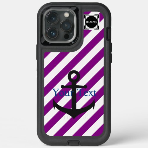 HAMbyWG  _  Violet  White Stripe Anchor Theme iPhone 13 Pro Max Case