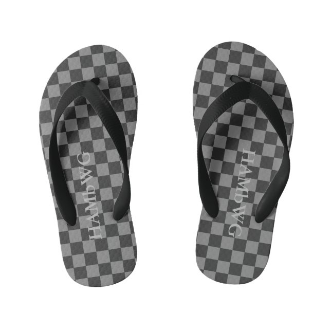 HAMbyWGlove Kid's - Flip-Flops  Black Gray Checker Flip Flops (Footbed)