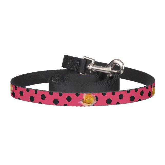 HAMbyWhiteGlove - Dog Leash - Black Polka Dots (Hook)