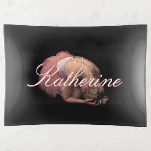 HAMbyWhiteGlove - Glass Trinket Tray- Ballet Tray