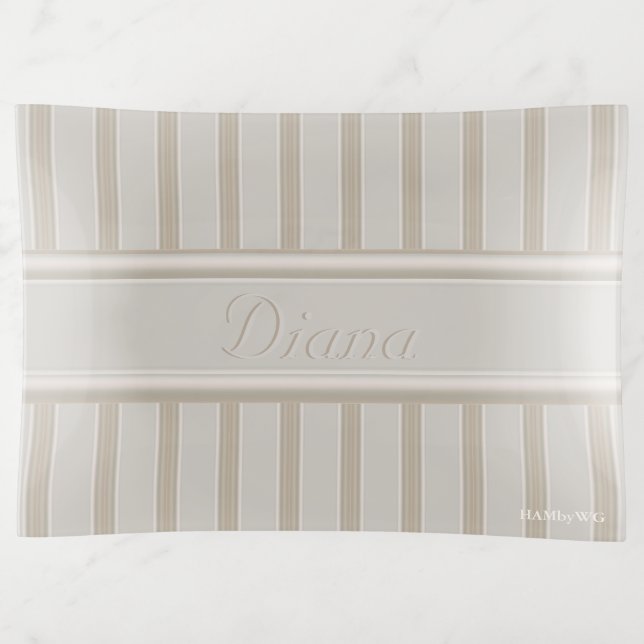 HAMbyWhiteGlove - Glass Trinket Tray - Creme (Front)