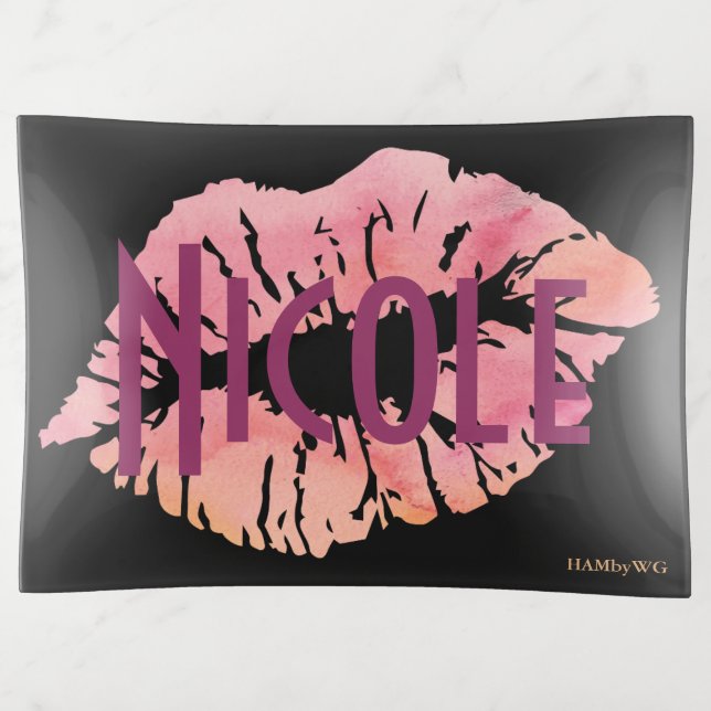 HAMbyWhiteGlove - Glass Trinket Tray - Lips (Front)