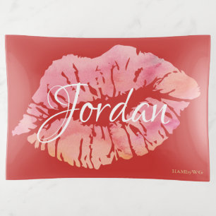 HAMbyWhiteGlove - Glass Trinket Tray - Lips