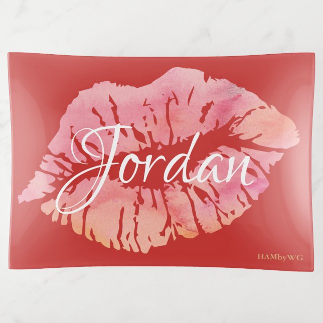 HAMbyWhiteGlove - Glass Trinket Tray - Lips (Front)