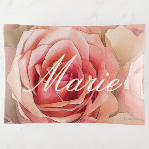 HAMbyWhiteGlove - Glass Trinket Tray - Peach Rose