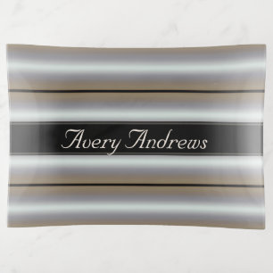 HAMbyWhiteGlove - Glass Trinket Tray  Pearl Stripe