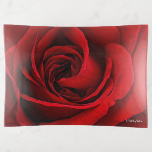 HAMbyWhiteGlove - Glass Trinket Tray - Red Rose