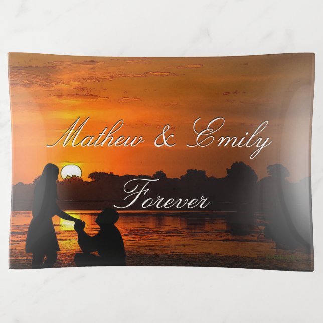 HAMbyWhiteGlove - Glass Trinket Tray - Sunset (Front)
