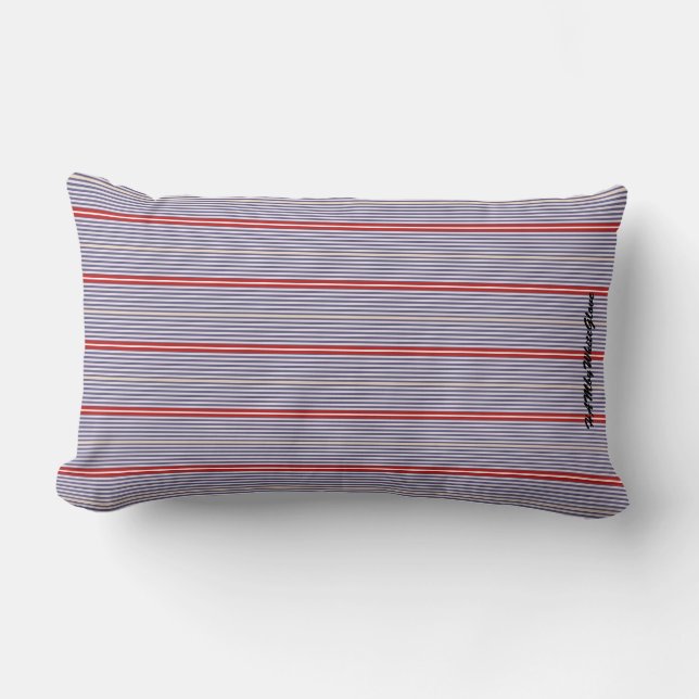 HAMbyWhiteGlove -  Lumbar - Blue & Red Stripes Pillow (Front)