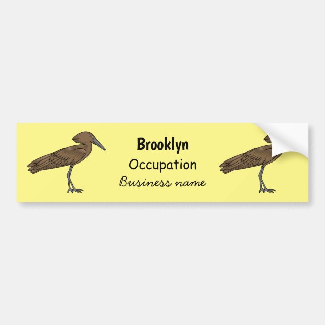 Hamerkop bird cartoon illustration bumper sticker (Front)