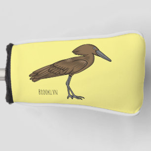 Hamerkop bird cartoon illustration golf head cover