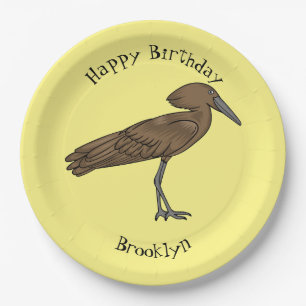 Hamerkop bird cartoon illustration paper plates