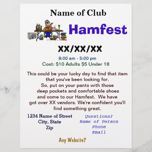 Hamfest Flyer 2_sided with Ham Vendor Customize It