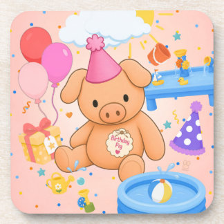 Hamhock's Pink Splashtastic! Storybook Beverage Coaster