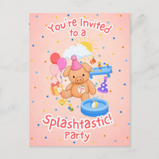 Hamhock's Pink Splashtastic! Storybook Invitation Postcard