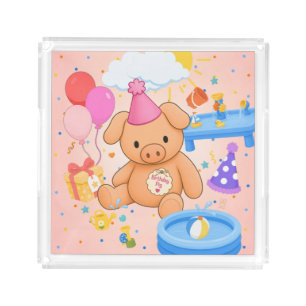 Hamhock's Pink Splashtastic! Storybook Party Acrylic Tray