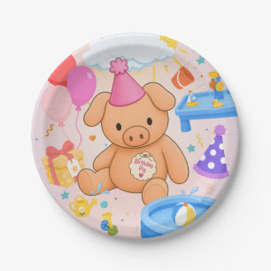 Hamhock's Pink Splashtastic! Storybook Party Paper Plates