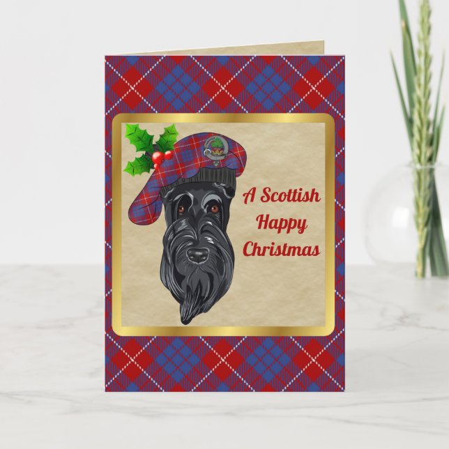 Hamilton Badge & Tartan Personalized Xmas Card (Front)