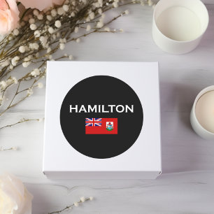 Hamilton Bermuda Country Flag Dark Color Classic Round Sticker