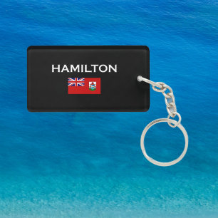 Hamilton Bermuda Country Flag Dark Color Keychain