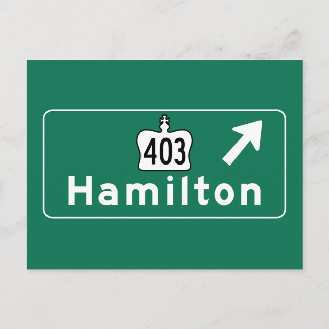 Hamilton, Canada Road Sign Postcard (Front)