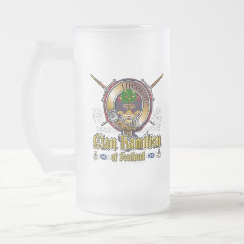 Hamilton Clan Badge Frosted Glass Beer Mug