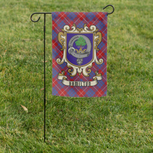 Hamilton Clan Badge & Tartan Personalized  Garden Flag